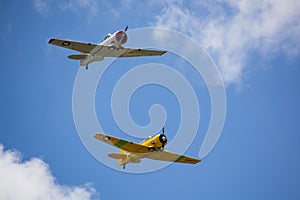 Two world war planes on the sky