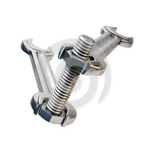 Two wrenches, nut and bolt