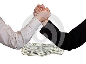 Two wrestling hands and money