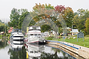 Yachts Moored At Trent Severn Waterway Lock 31 In Buckhorn, Ontario photo