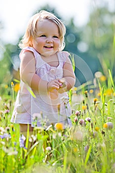 Two-years child at meadow