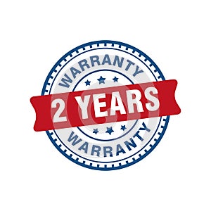 Two years warranty tag, label stamp vector design