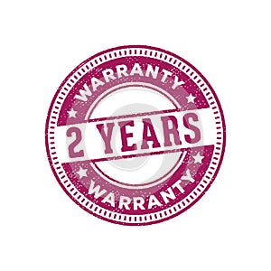 Two years warranty tag, label stamp vector design