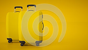 Two yellow travel bags isolated on bright background.