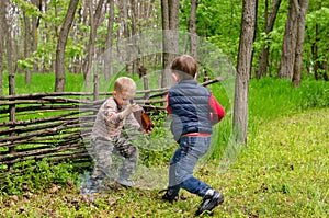 Two Young Boys Playing