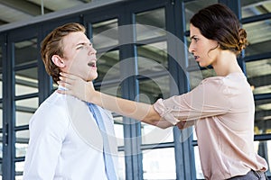 Two young business colleagues having an argument