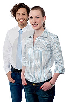 Two young business executives posing