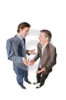 Two young businessmen discussing something