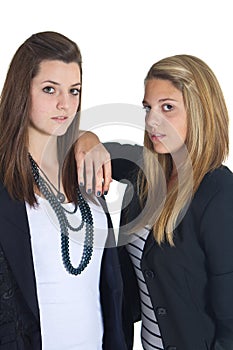 Two young european business teenaged girls