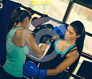 Two Young Female Boxers At Training photo