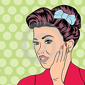 Two young girlfriends talking, comic art illustration