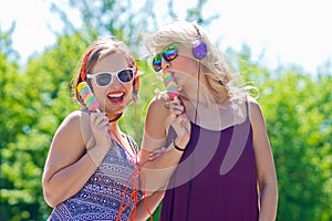 Two young girls with ice cream