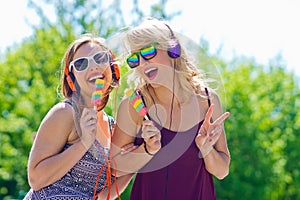 Two young girls with ice cream