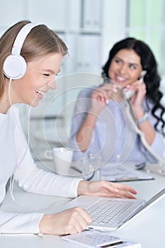 Two young girls working