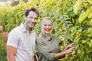 Two young happy vintners photo