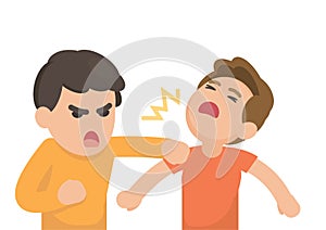 Two young men fighting angry and shouting at each other, Vector