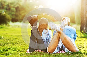 Two young people enjoying outside photo