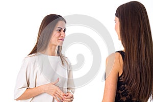 Two young woman talking