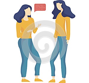 Two Young Women Talking to Each Other Looking