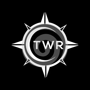 TWR abstract technology logo design on Black background. TWR creative initials letter logo concept