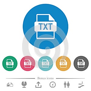TXT file format flat round icons