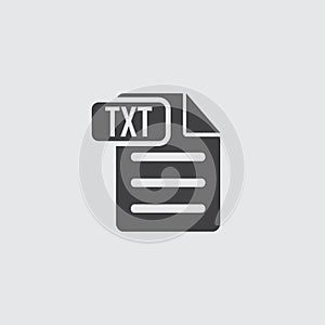 TXT icon in black on a gray background. Vector illustration