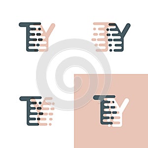 TY letters logo with accent speed pink and gray