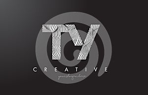 TY T Y Letter Logo with Zebra Lines Texture Design Vector. photo