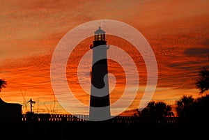 Tybee Island Lighthouse At Sunset