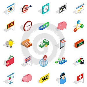 Tycoon icons set, isometric style photo