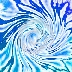 Tye Dye blue turquoise white spiral background.