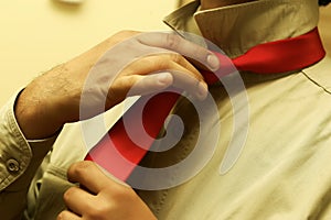 Tying a Red Tie