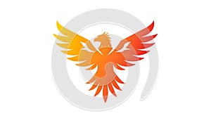 tylized vector illustration of an eagle made from flowing flames.