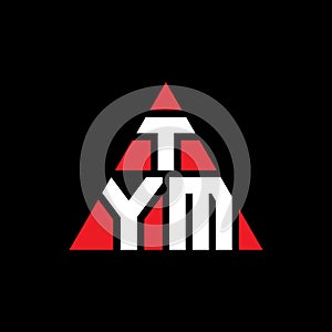 TYM triangle letter logo design with triangle shape. TYM triangle logo design monogram. TYM triangle vector logo template with red