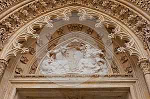 Tympanum of Zagreb cathedral (XVIII c.). Croatia