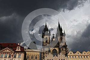 Tyn Church in Old Town Square in Prague.