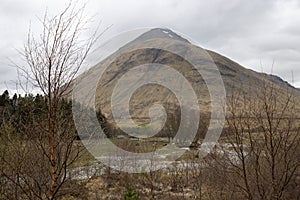 Tyndrum Scotland, April 2019. Hikers walking the West Highland Way near the village of Tyndrum.