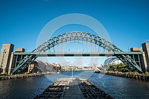 Tyne Bridge linking Newcastle upon Tyne and Gateshead. With Gateshead