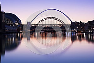 Tyne Bridges At Sundown In Winter