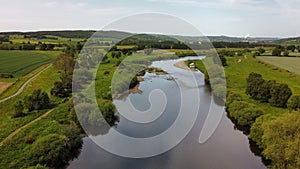 Tyne river by drone 30m in Hexham corbridge