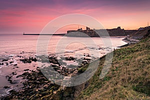 Tynemouth Priory and Castle at dusk