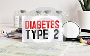 type 2 diabetes. Treatment and prevention of disease. Syringe and vaccine. Medical concept