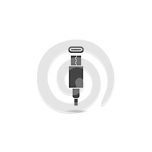 Type C data cable icon with shadow