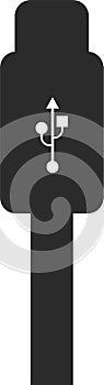 Type c icon, USB Type icon, Charging cable black vector icon.