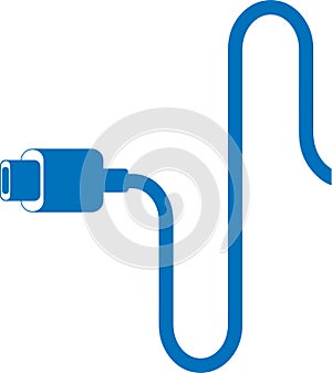 Type c icon, USB Type icon, Charging cable blue vector icon.