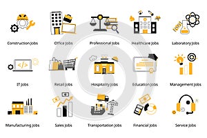 Type of Career and jobs icon of field of job you can choose for your career path