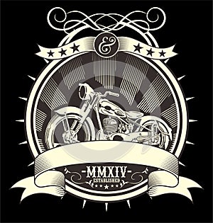 Type Filled Vintage Motorcycle Vector Illustration, EPS  manual artrwork hand draw