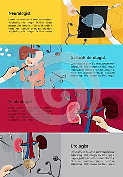 Type of specialist physicians doctor such as neurologist, Gastro