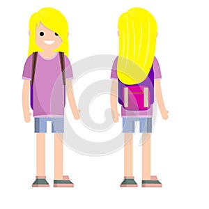 Type of student-young blond girl with two sides.