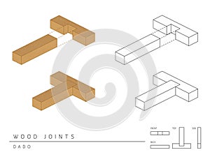 Tipo da legna giunto impostato stile prospettiva  tridimensionale pagina un su bianco 